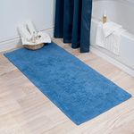 Lavish Home Cotton Bath Mat- Plush 100 Percent Cotton 24x60 Long Bathroom Runner- Reversible, Soft, Absorbent, and Machine Washable Rug by (Blue)