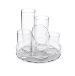 OSCO Clear Acrylic 5 Tube Pen Pot | Desk Tidy | Pencil Holder | Office Organiser | Makeup Storage | Cosmetic Display | Stationery Sorter | H14.5 x W16 x D16 cm |