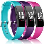 Wepro Bands Compatible with Fitbit Inspire HR & Ace 2, Wristband Sports Strap Band for Fitbit Ace 2 & Inspire Tracker,Large,Rose Pink,Teal,Plum