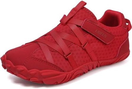 UBFEN Kids Barefoot Shoes Zero Drop Minimalist Sneakers for Boys Girls Toddler Lightweight Comfortable Running Hiking School Tennis Shoes Red 1 Big Kid