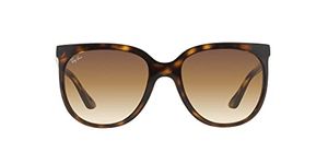 Ray-Ban Women's RB4126 Cats 1000 Butterfly Sunglasses, Light Havana/Clear Gradient Brown, 57 mm