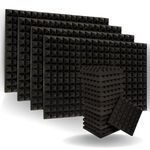 NASA EXECLUSIVE | Pyramid Acoustic Foam Panel Wedge Studio Soundproofing Wall Tiles 2" X 12" X 12" Extra Thick | Absorption Panel High Density | Professional Charcoal | Premium Quality (72 Sqft)