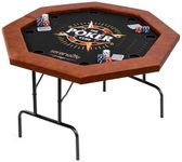 SereneLife 8-Player Octagonal Poker Table- Foldable, Professional Texas Hold’em, Blackjack Table, Padded Water-Resistant Rail & 8 Cup Holders- 72” Casino Style Game Table- Home, Parties & Card Nights
