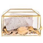 NCYP 32x15x23 cm Geometric Glass Card Box with Slot for Wedding Reception, Wishwell Keepsake, Gold Handmade Card Holder Terrarium, Large Party Centerpiece (Glass Box and Only)