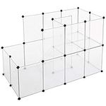 SONGMICS Guinea Pig Playpen with Dense Ramp, Indoor Rabbit Run Hutch Cage, Large Exercise Enclosure with Stairs, DIY Plastic Modular Fence for Hamster, Pet, Small Animals, Transparent ULPC03W