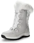 DREAM PAIRS Women's Waterproof Winter Snow Boots, Warm Comfortable Faux Fur Insulated Non-Slip Outdoor Lace-Up Mid Calf Booties,Size 8,WHITE/GREY,SDSB2206W