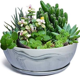 10Inch Large Planter Pot Marble Pattern Ceramic Succulent Planter Big Plant Pot Succulents Container Flower Pot Indoor Outdoor Decor