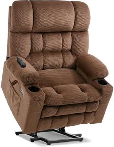 Tami Tami Dual Motor Power Lift Chair Recliner for Elderly with Massage and Heat, Infinite Position Electric Lift Recliner with Adjustable Headrest, USB (T6015 - Plush Fabric, Brown, Oversized)