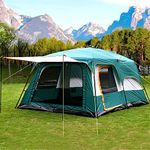 Nasmodo 3-12 Person Camping Tent for Adults Waterproof Outdoor Dome Camping Tent for Travel Picnic HikingTrekking Portable Big Dome Tents House Inflatable Tent for Camping(M-380 * 260 * 185Cm, Green)