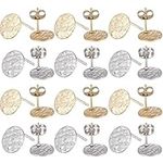 SUNNYCLUE 1 Box 80Pcs 20 Pairs Flat Round Earring Posts Stainless Steel Earring Post with Loop Silver Gold Earring Studs Blank Stud Earring for Jewelry Making Accessories DIY Dangle Earrings 1.4mm