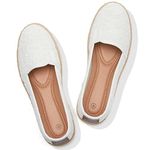 POVOGER Flats Shoes Women Slip On Shoes Womens Loafers Dress Shoes for Women Shoes Flats Comfortable, White, 7 UK