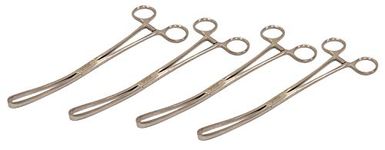 FusionKraft Teale Vulsellum Forceps, Side Curved Shanks, 3x4 Teeths, 9" (Pack of 4)