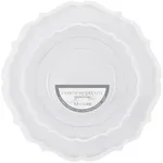 PLASTICPRO 32 Pack Elegant Disposable Plastic Plates Combo Set Includes 16 Dinner Plates and 16 Salad Plates Heavy Duty Fancy Party Plates Clear & White Contemporary Design