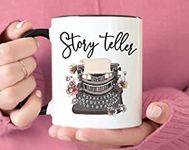 Crunchy Carrots Story Teller, Writing Mug, Editor Mug, Gift for Writers, Writers Mug, Gift for Authors, Writer Gift, Floral Typewriter