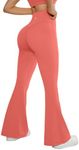 SUUKSESS Women Flare Leggings Scrunch Butt Lifting Bootcut High Waisted Tummy Control Bell Bottom Yoga Pants (Pink,M)