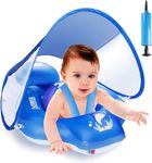 Baby Swimming Float with Sun Canopy, Parner Inflatable Baby Pool Float with Safety Bottom Support, Baby Swimming Ring Suit for Newborn Kids Toddlers Age of 3-30 Months - Small