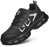 Hogent Steel Toe Shoes for Men Women, Wide White Women Size 9.5 / Men 8