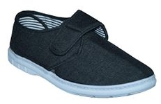 Mens Wider Fitting Casual Holiday Beach Walking Canvas Pump Trainers Deck Shoes Loafer Size 7-12 (Kevin Charcoal, Numeric_9)