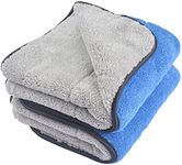 Auto Hub Heavy Microfiber Cloth for Car Cleaning and Detailing, Double Sided, Extra Thick Plush Microfiber Towel Lint-Free, 800 GSM (Size 40cm x 40cm)/Pack of 2, Color: Blue