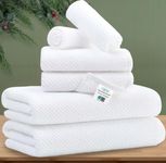 White Towels - 100% Cotton | Thick | Soft | Quick Dry, 6 Piece Towels Set, 2 Large Bath Towels 30 x 56, 2 Hand Towels 18 x 28, 2 Wash Cloths 13 x 13, Dorm Room Essentials