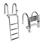 MiiR Swimming Ladder Boat Pool Ladder Stainless Steel 4-Step Pool Ladder with Non-Slip Steps for Yacht Deck Swimming Pool Bridge Load Capacity 200 kg