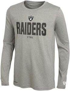 New Era NFL Men's Grids Grey Long Sleeve Lightweight Tee, Las Vegas Raiders, Large