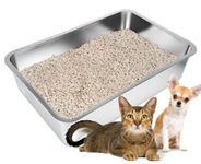 JunWish Extra Large Stainless Steel Litter Box for Cat or Rabbit, Large Size Metal Cat Pan with Smooth Surface, Easy to Clean (23.5‘’ x 15.6'' x 6''(60 x 45 x 15 cm))