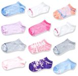 Hanes girls Socks, Girls No Show Socks, Ez Sort Fashion No Show Socks for Girls, Assorted Girls' Low-cut Socks, 12-pair Pack, Tie Dye Assortment, Medium