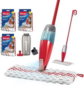 O-Cedar ProMist MAX Spray Mop, PMM with 3 Extra Refills, Red