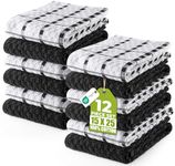 Utopia Towels -12 Kitchen Towels Set - 38 x 64 cm - 100% Ring Spun Cotton Super Soft and Absorbent Dish Towels, Tea and Bar Towels (Black)