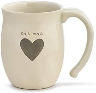 DEMDACO Cat Mom Heart Cream Inspirational 16 ounce Ceramic Stoneware Coffee Mug