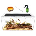 Reptile PC Terrarium set, Reptile Tank 20" x 10"x 8",with Top Sliding Door Screen Ventilation for Insect，Fish，Tarantula，Hermit Crab，Jumping Spider，Iguana，Tortoise，Leopard Gecko，Frog，Bearded Dragon…