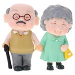 Veemoon Elderly Married Couple Figures Cake Figurines Grandparents Old Couples Figures Cake Grandma Grandpa Desktop Ornament for Anniversary, Wedding Party Decoration