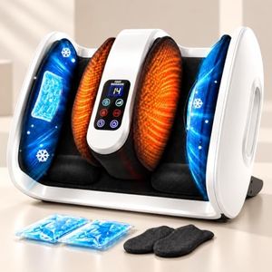 Foot Massager Machine with Heat & Cooling, Deep Tissue Kneading Vibration Foot and Calf Massager w/ Adjustable Modes, Timer & Auto Shut-Off, Washable Liners, Large Size Home Office Gift for Men Women