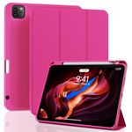 ZOVEEK iPad Pro 11 Inch Case 4th/3rd/2nd/1st Generation with Pencil Holder, Smart Folio Cover for iPad Pro 11" 2022/2021/2020/2018 Supports Apple Pen 2nd Gen Charging, Auto Wake/Sleep (Rose Pink)