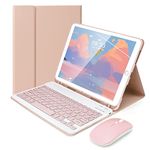 Lively Life Bluetooth Keyboard Case with Mouse for iPad 10.2 9th 2021/8th 2020/7th Generation 2019, iPad Air 3 2019, iPad Pro 10.5 2017, Built-in Pen Holder, Detachable Wireless Keyboard - Pink