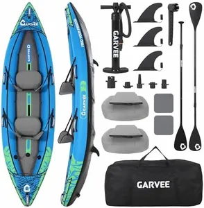 GarveeLife Inflatable Kayak,2-Person Kayak for Adults 12.5FT/450 LBS Weight Capacity,Portable Touring Kayak Canoe with Paddle, Kayak Seat, Pedal, Hand Pump and Bag