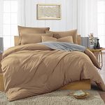 Easy Bedding- 300 Thread Count- 3 Piece Rajai/Quilt/Duvet Cover Set- 100% Cotton Duvet Cover with 2 Pillow Cover-Zipper Closure Comforter Cover-Queen Size Taupe Solid