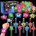 BEIKEETOO 25 Pack Valentines Day Gifts for Kids LED Fidget Spinner Bracelets Light Up Party Favors for Kids 4-8-12 Valentines Goodie Bag Stuffers Glow in the Dark Party Supplies for Birthday