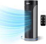 KEPLIN 13-inch Tower Fan - Remote Control, Touch Panel, LED, 3 Speeds & Modes - Portable, Durable & 70° Oscillation - Standing Desk Fan for Office, Bedroom, Living Room, Kitchen - 32x11cm(Silver)