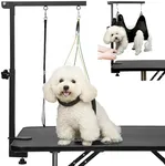 Breeze Touch Dog Grooming Table Arm - 35” Dog Grooming Stand with Clamp and Post, Loop Noose, No Sit Haunch Holder Grooming Restraint for Small & Medium Dogs