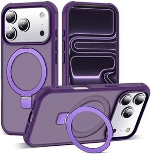 SKYLMW Compatible with iPhone 17 Pro Case with Invisible Magnetic O-Ring Stand Military-Grade Translucent Phone Case for iPhone 17 Pro 6.3" [Compatible with Mag-Safe][Great Grip Feeling], Purple