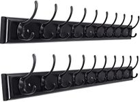 Dseap Coat Rack Wall Mounted: 10-Hooks,10-Hooks, 97 cm Long, Wood Coat Hooks Wall Mounted, Hook Rack, Hook Rail, Hooks for Hanging Coats, Black, 2 Packs