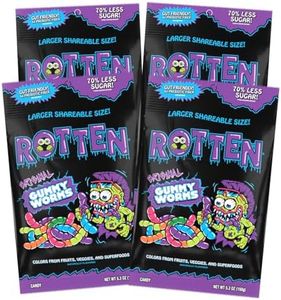 Rotten Original Gummy Worms - Low Sugar, Low Calorie, 7g Gut-Friendly Prebiotic Fiber and 3g Protein, Gluten Free Candy - 5.3 oz Share Pack [4 Pack]