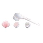 Flawless Cleanse Spa Shower Wand - Cordless Spinning Bath Brush with 4 Attachments - Loofah, Cleansing, Massage, Pumice Stone Heads