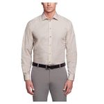 Kenneth Cole Unlisted by Men's Solid Dress Shirts, Almond, 18"-18.5" Neck 36"-37" Sleeve