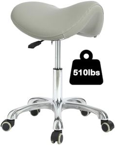 Viviange Ergonomic Saddle Stool, Thick Memory Foam Height Adjustable Rolling Chair with Silent Casters & Heavy Duty Aluminum Base, Swivel Tilt Seat No Backrest for Tattoo Salon Office Bar Home Desk