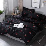 DOTBUY Bedding Sets, 3pcs Elegant Lightweight Microfiber Duvet Cover Set Fiber Soft Zipper Pillowcase Protects and Covers your Comforter Duvet Insert (Double-200x200cm, Mushroom - black)