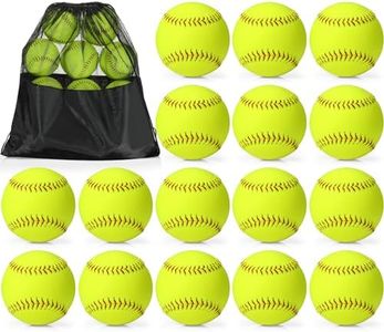 Sonwyoung 16 Pack Sports Practice Softball with Mesh Bag, Official Size and Weight Slowpitch Softball, Unmarked Leather Covered Youth Fastpitch Softball Ball Training Ball for Game Training (12 Inch)