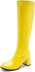 LIURUIJIA Women's Go Go Boots Over The Knee Block Heel Zipper Boot Disco Costumes Dress Shoes Yellow-41